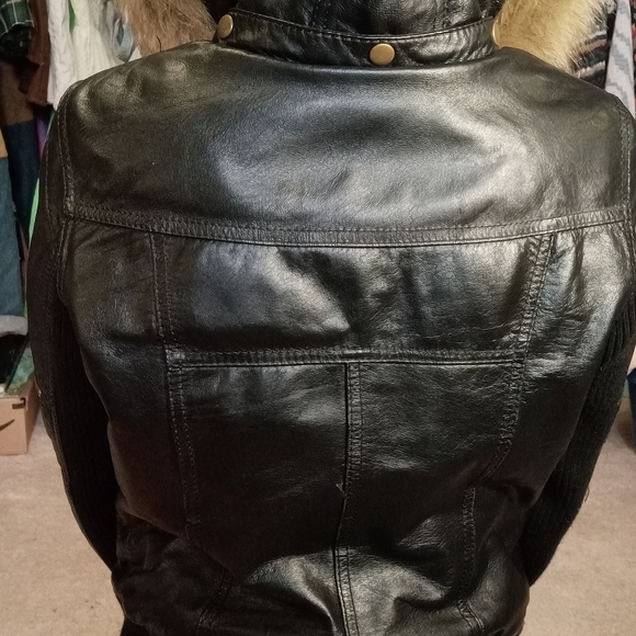 Hooded Leather Biker Jacket - Picture 8 of 11